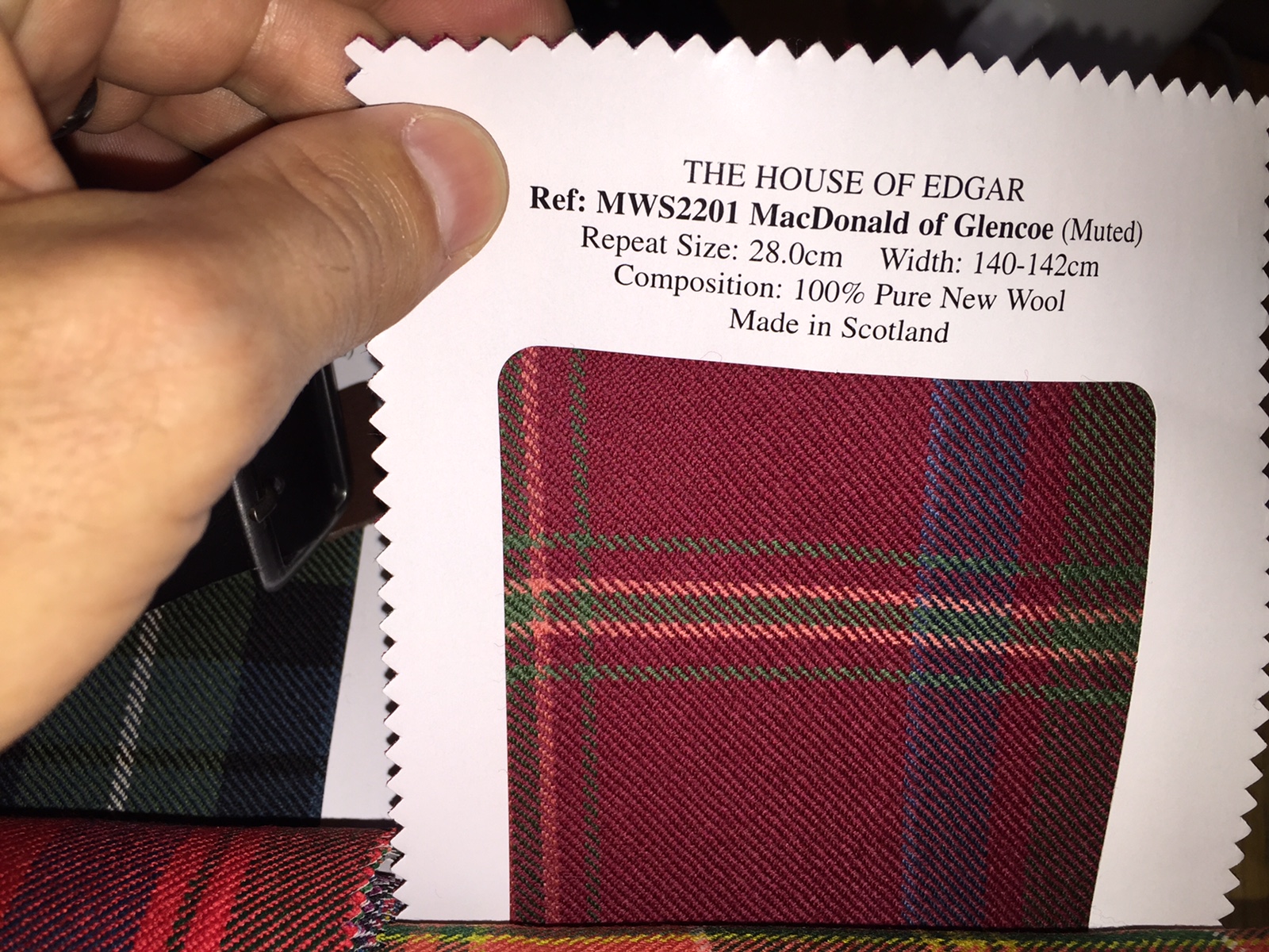 Scottish tartan for the Clan MacDonald of Glencoe